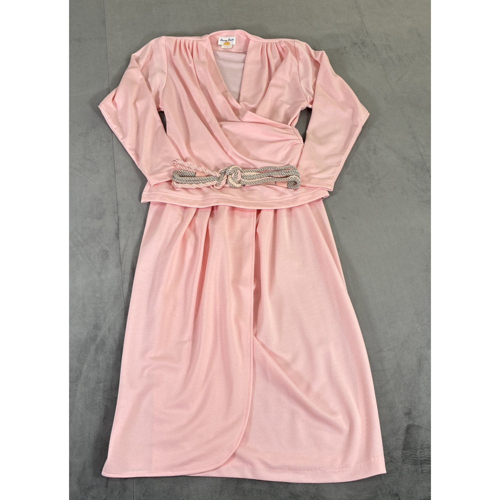 Vintage Sunny South Womens Sz Small Pink Knit Top & Skirt Set w/Belt Charity